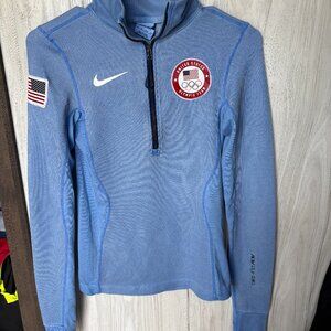 Women's Nike Light Blue Team USA Medal Stand Quarter-Zip Pullover Jacket